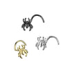 316L Surgical Steel Gold PVD Spider Corkscrew Nose Ring Stud