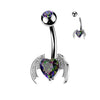 316L Surgical Steel Vitrail Medium CZ Heart With Wings Stud Belly Ring