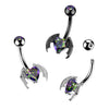 316L Surgical Steel Vitrail Medium CZ Heart With Wings Stud Belly Ring