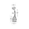 316L Surgical Steel Gold PVD Black CZ Teardrop Internally Threaded Belly Ring - Pierced Universe