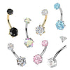316L Surgical Steel Gold PVD White CZ Internally Threaded 6 Prong Classic Circle Belly Ring - Pierced Universe