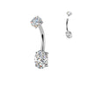 316L Surgical Steel Oval White CZ Internally Threaded Belly Ring - Pierced Universe