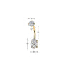 316L Surgical Steel Gold PVD Oval White CZ Internally Threaded Belly Ring - Pierced Universe