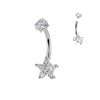 316L Surgical Steel White CZ Star Internally Threaded Belly Ring