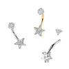 316L Surgical Steel White CZ Star Internally Threaded Belly Ring