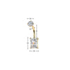 316L Surgical Steel Gold PVD White CZ Rectangle Square Internally Threaded Belly Ring - Pierced Universe