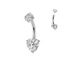 316L Surgical Steel Heart Shaped Dainty White CZ Internally Threaded Belly Ring - Pierced Universe