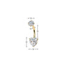 316L Surgical Steel Gold PVD Heart Shaped Dainty White CZ Internally Threaded Belly Ring - Pierced Universe