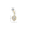 316L Surgical Steel Gold PVD Heart Shape Gem White CZ Internally Threaded Belly Ring - Pierced Universe