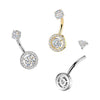 316L Surgical Steel Gold PVD White CZ Circle Pave Gem Internally Threaded Belly Ring - Pierced Universe