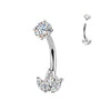 316L Surgical Steel 3 Marquise White CZ Belly Ring