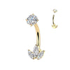 316L Surgical Steel 3 Marquise White CZ Gold PVD Belly Ring