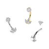 316L Surgical Steel 3 Marquise White CZ Gold PVD Belly Ring