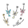 316L Surgical Steel Aqua CZ Butterfly Tear Drop Dangle Belly Ring - Pierced Universe