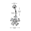 316L Surgical Steel Gold PVD White CZ Baguette 5 Petal Flower Belly Ring