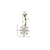 316L Surgical Steel Gold PVD White CZ Gem Flower Belly Ring - Pierced Universe