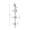 316L Surgical Steel Gold PVD White CZ Pointed Star Marquise Gem Dangle Belly Ring