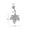 316L Surgical Steel Gold PVD White CZ Multi-Gem Large Leaf Design Belly Ring