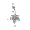 316L Surgical Steel Rose Gold PVD White CZ Multi-Gem Large Leaf Design Belly Ring