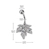 316L Surgical Steel White CZ Multi-Gem Large Leaf Design Belly Ring