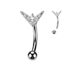 316L Surgical Steel White CZ V Shape Top Side Down Belly Ring