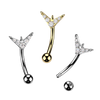 316L Surgical Steel White CZ V Shape Top Side Down Belly Ring