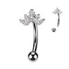 316L Surgical Steel White CZ Gem Cluster Crown Top Side Down Belly Ring