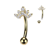 316L Surgical Steel Gold PVD White CZ Gem Cluster Crown Top Side Down Belly Ring