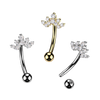 316L Surgical Steel White CZ Gem Cluster Crown Top Side Down Belly Ring