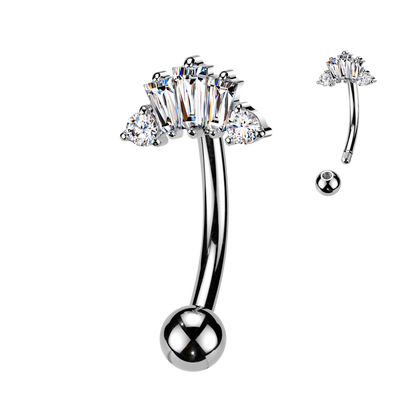 316L Surgical Steel White CZ Gem Custer Top Side Down Belly Ring - Pierced Universe