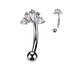 316L Surgical Steel White CZ Gem Custer Top Side Down Belly Ring - Pierced Universe