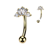 316L Surgical Steel Gold PVD White CZ Gem Custer Top Side Down Belly Ring - Pierced Universe