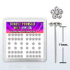 Box of 925 Sterling Silver White CZ Flower Straight Nose Ring Stud