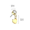 Titanium Threadless CZ Top With Heart Dangle