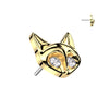 Titanium Threadless Large Cat With White CZ Eyes Top