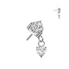 Titanium Threadless White CZ Heart Dangle Top