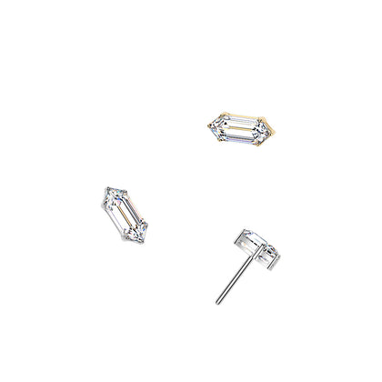 Titanium White CZ Pointed Gem Threadless Top