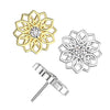 Titanium Threadless Large Flower White CZ Gem Top