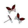 Titanium Threadless White & Red CZ Butterfly Top