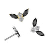 Titanium Threadless White CZ Black Marquise Top