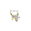 Titanium Threadless White CZ Deer With Antlers Top