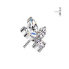 Titanium Threadless White CZ Gem Cluster Top