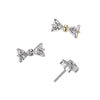 Titanium Threadless White CZ Bow Top