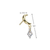 Titanium Threadless Crescent Moon White CZ Dangle Top