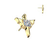 Titanium Threadless Winged Dagger With White CZ Square Gem Top