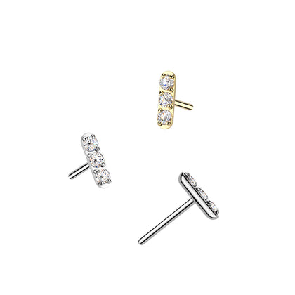 Titanium Dainty Minimal White CZ Bar Threadless Top