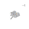 Titanium White CZ Square Gem Cluster Threadless Top