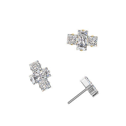Titanium White CZ Square Gem Cluster Threadless Top