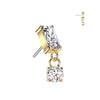 Titanium White CZ Baguette Gem With Dangle Threadless Top