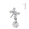 Titanium Large White CZ Cross With Dangle Threadless Top